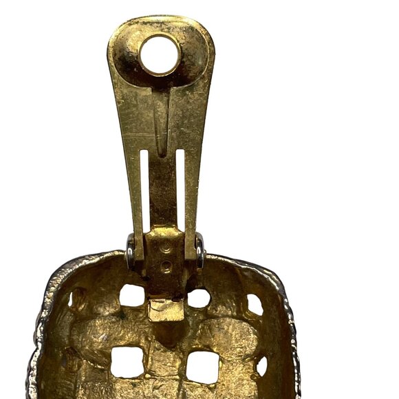 Vintage Basketweave Clip On Earrings Lattice Woven Square u - Picture 5 of 6